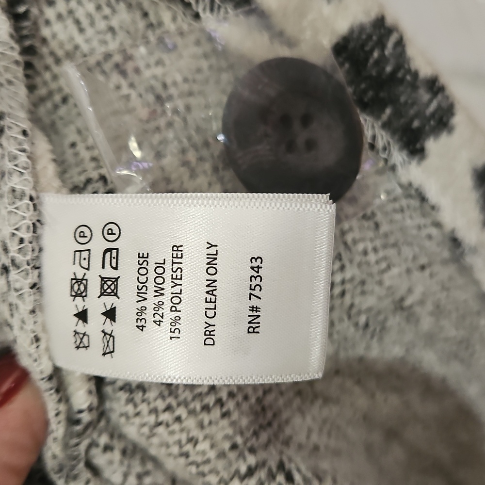 Nanette Lepore Black White Wool Blend Floral Brocade Coat Sz Med - Picture 6 of 10